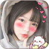 Blush: red cheeks, shy face, kawaii anime stickers आइकन